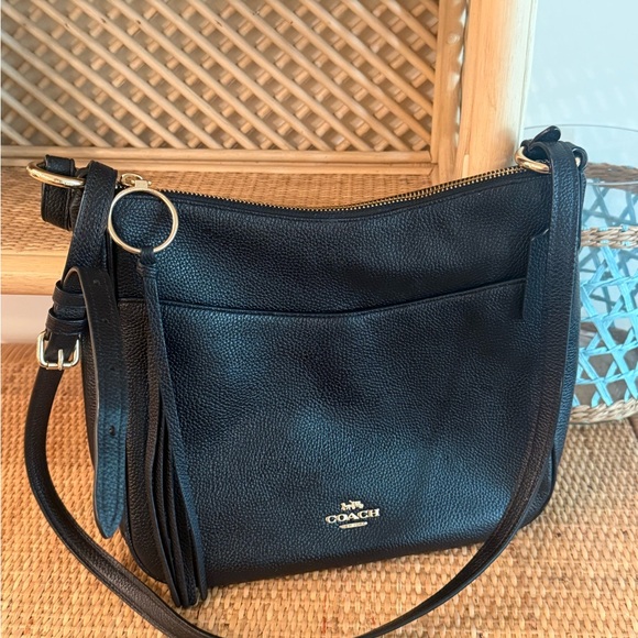 Coach Handbags - Coach Chaise Black Pebble Leather Crossbody Gold Accents